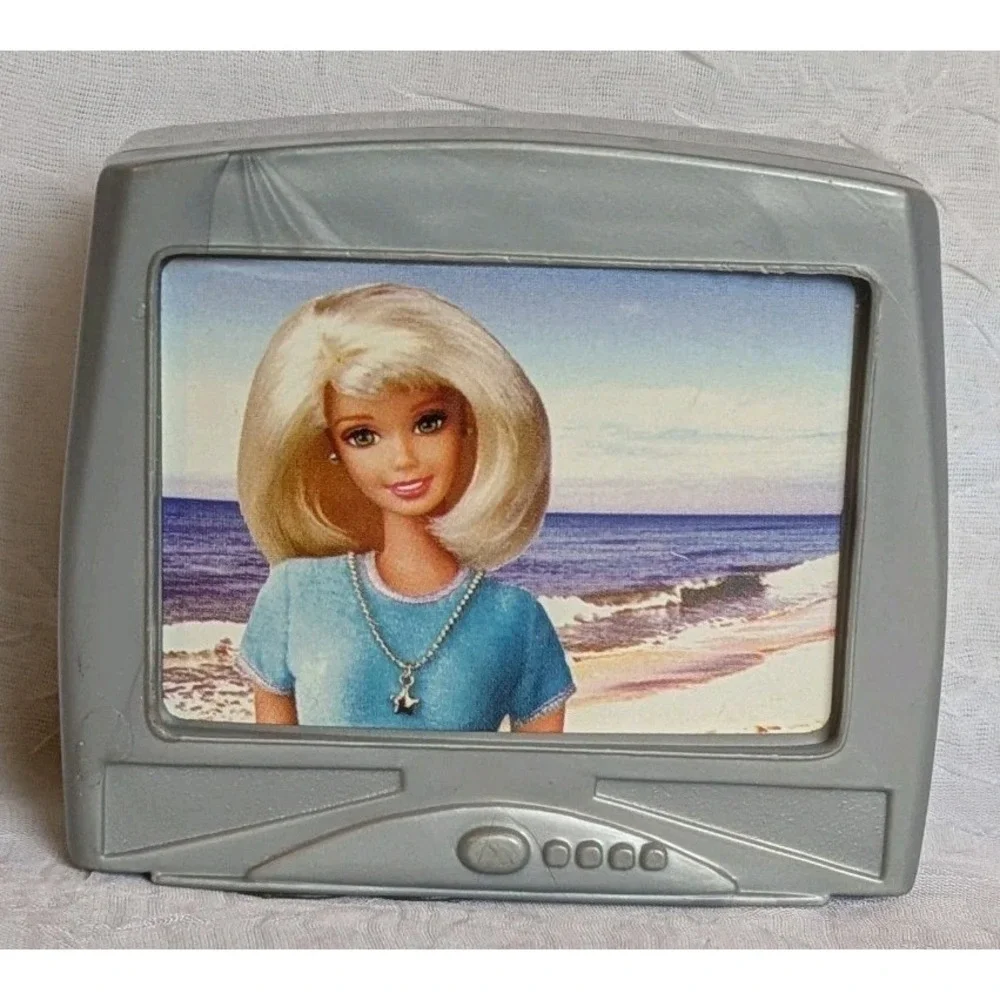 90s Barbie TV Play Doll House Television Set Miniature Toy Gray 1998 Vtg Retro